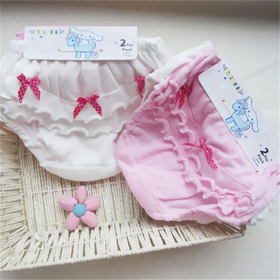 2 pcs/set Baby Underwear Cotton Ruffled Bow Girl Panties
