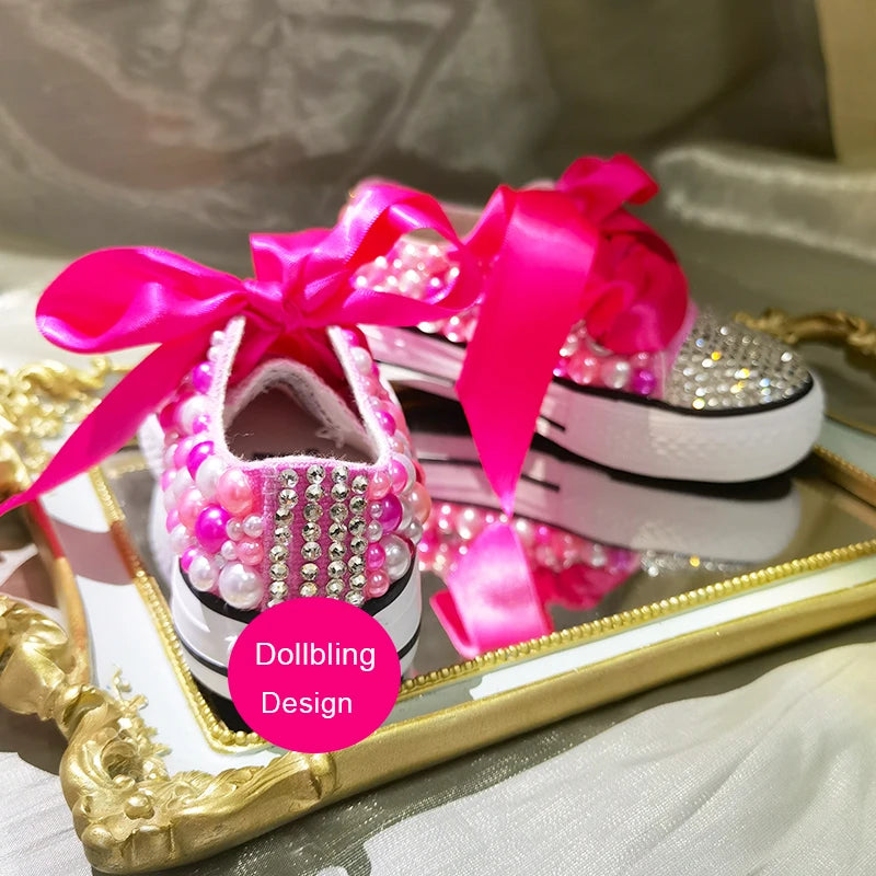 Low Top Pearls Canvas Shoes for Girls