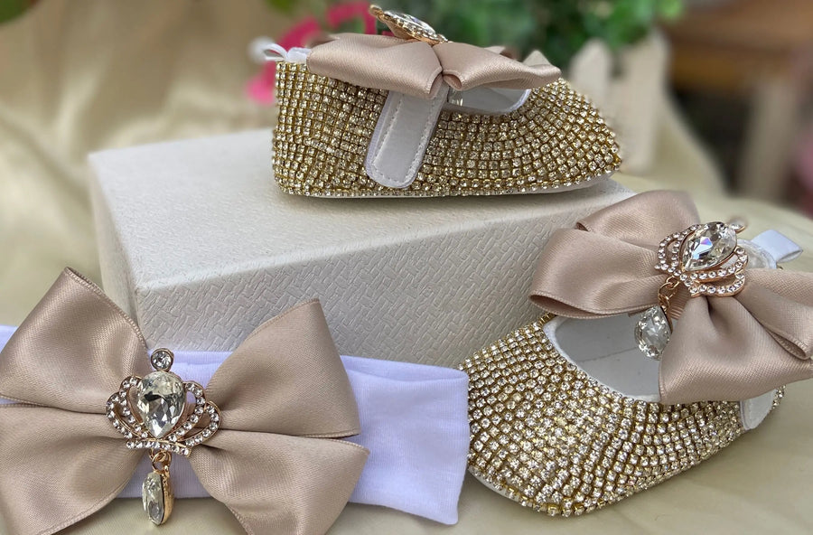 Baby Shoes Headband Set Luxury Diamond Shoes